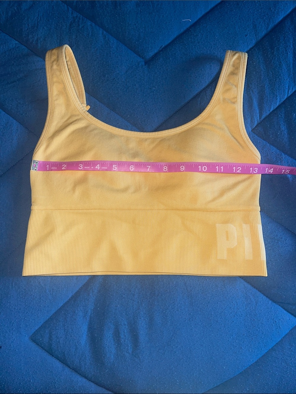Seamless yellow longline sports bra by PINK size large